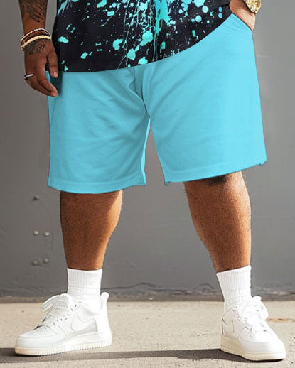 Big & Tall Graffiti Streetwear T-Shirt Shorts Set for big men view 4