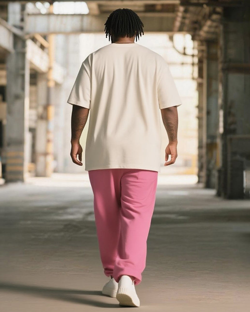 Big & Tall Pink Graffiti T-Shirt Pants Set for big men view 4