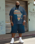 Big & Tall Black Juneteenth T-Shirt Shorts Set for big men view 1