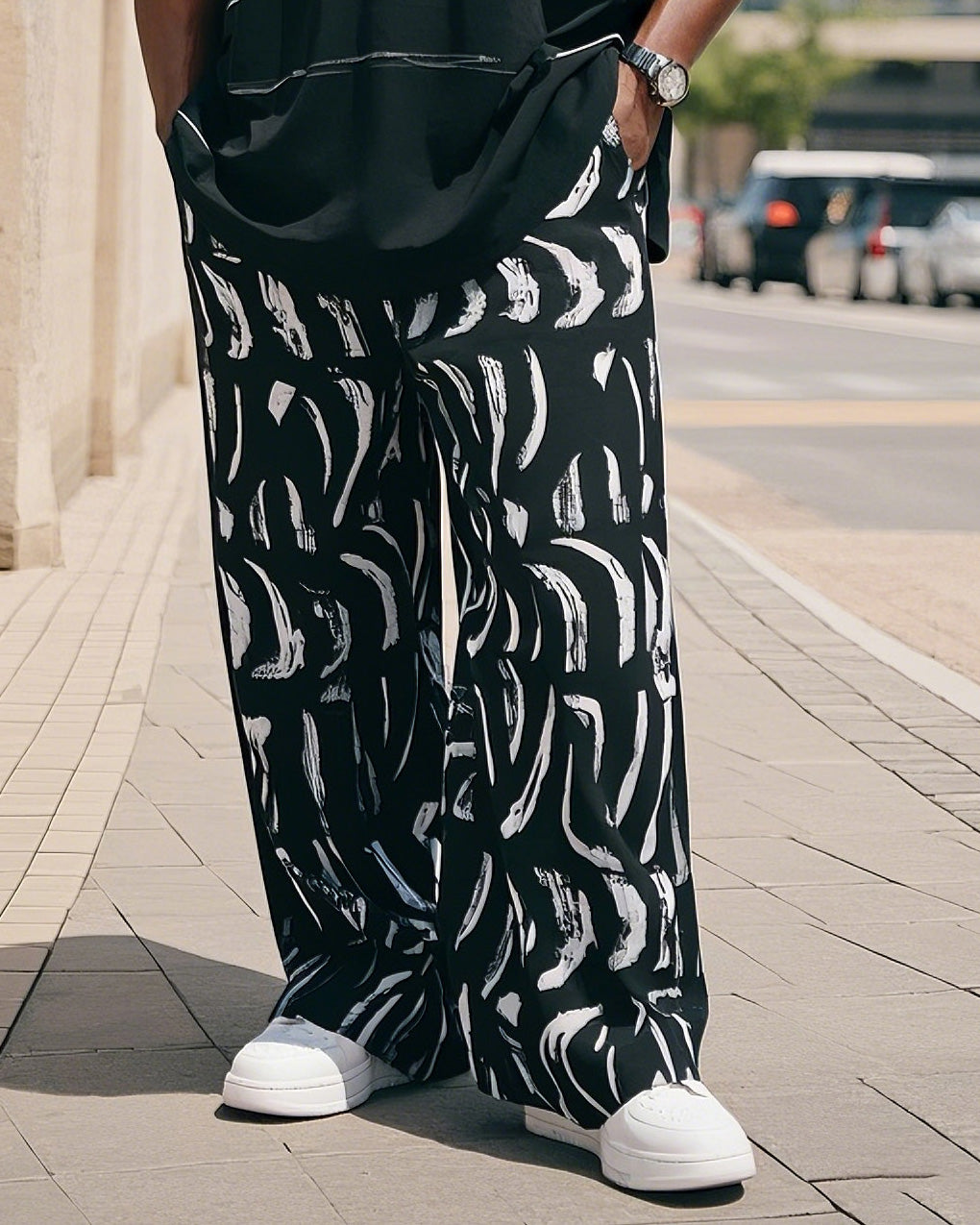 Big & Tall Graphic Vest Pants Set for big men view 3