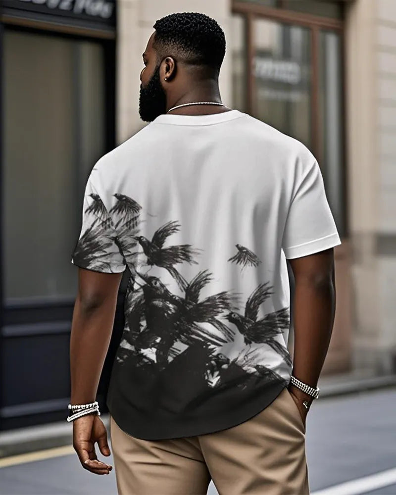 Big & Tall Black White Graphic T-Shirt for big men view 2
