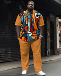 Big & Tall Geometric Streetwear T-Shirt Pants Set for big men view 1