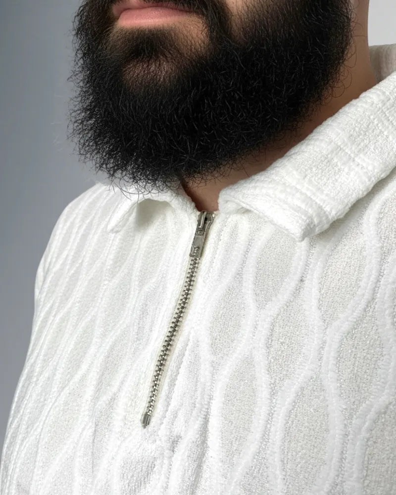 Big & Tall White Patchwork Polo Shirt for big men view 16