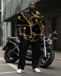 Big & Tall Business Casual Streetwear Two-piece Set for big men view 1