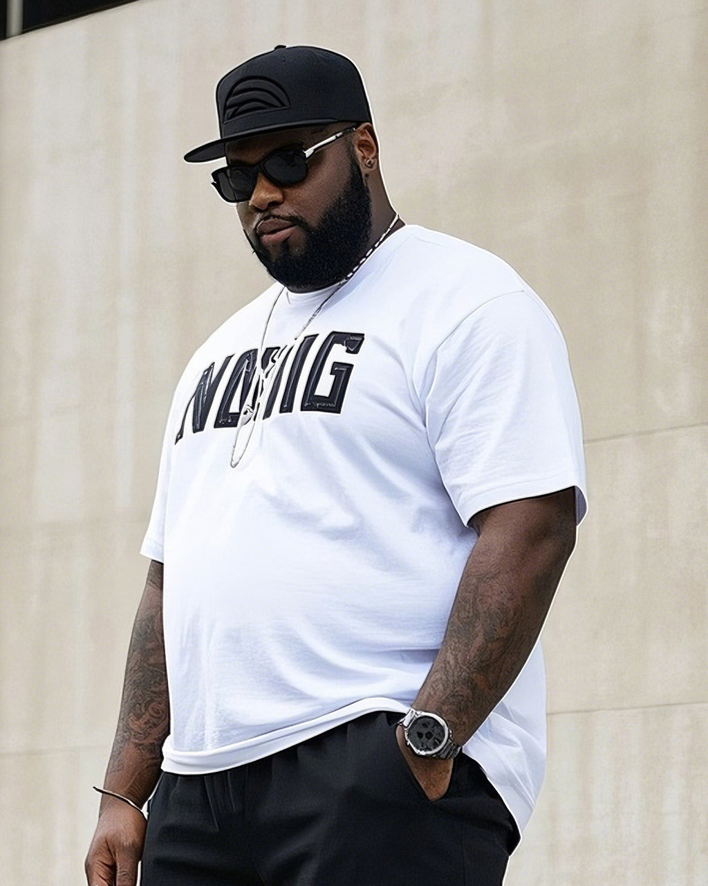Big & Tall Graffiti Streetwear T-Shirt Shorts Set for big men view 1
