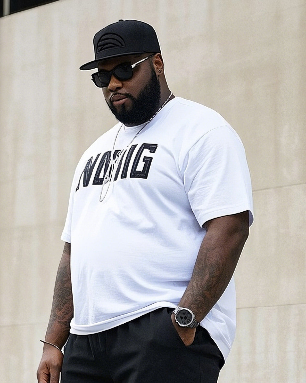 Big & Tall Graffiti Streetwear T-Shirt Shorts Set for big men view 1
