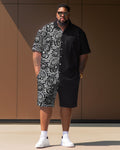 Big & Tall Colorblock Streetwear T-Shirt Shorts Set for big men view 2