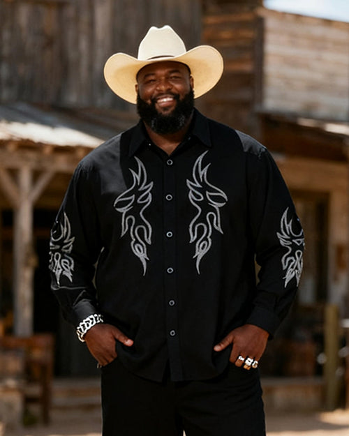Big & Tall Western Graphic T-Shirt Pants Set for big men view 2