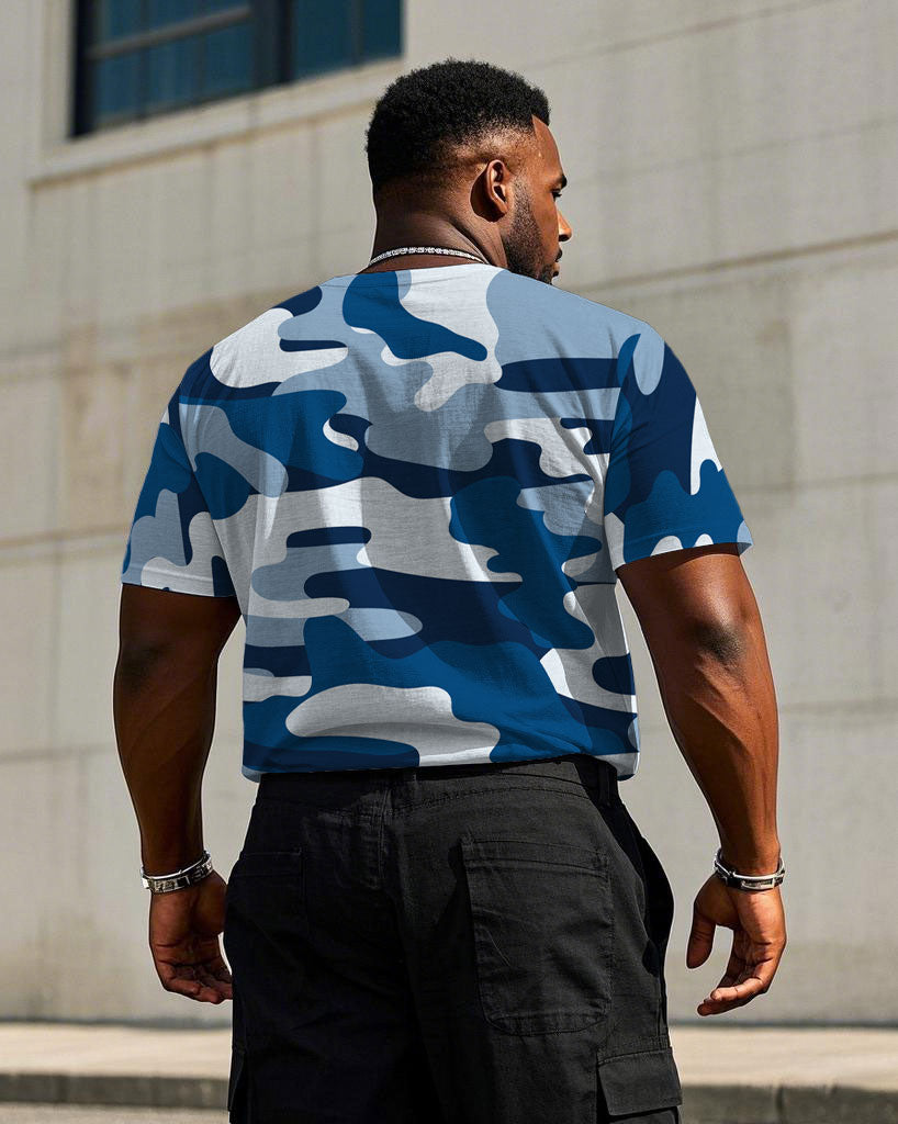 Big & Tall Blue Navy Camouflage Jeans for big men view 2