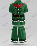 Big & Tall Green Streetwear T-Shirt Shorts Set for big men view 4