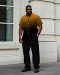 Big & Tall Black Yellow Gradient T-Shirt Pants Set for big men view 1