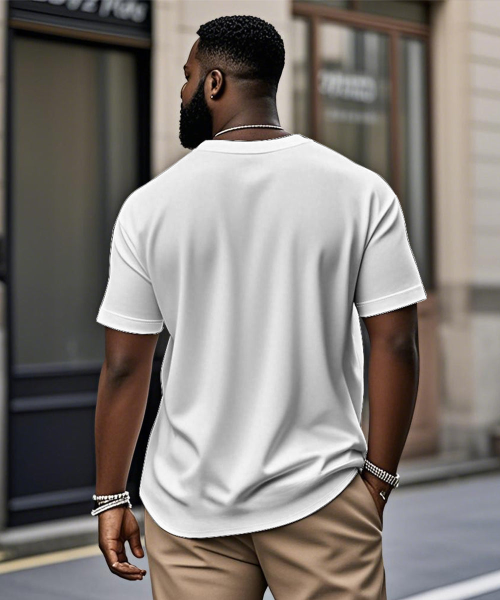 Big & Tall White Purple Geometric T-Shirt for big men view 2