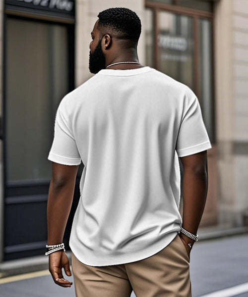 Big & Tall White Purple Geometric T-Shirt for big men view 2