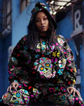 Big & Tall Graffiti Skull Hoodie Sweatpants Set for big men view 2