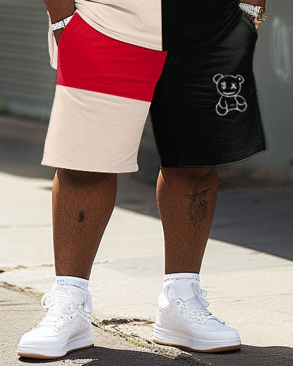 Big & Tall Colorblock Graphic T-Shirt Shorts Set for big men view 4