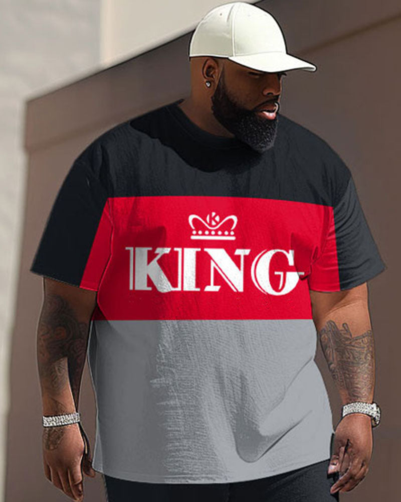 Big & Tall Colorblock Graphic T-Shirt Pants Set for big men view 2