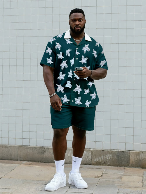 Big & Tall Graphic Floral T-Shirt Shorts Set for big men view 1