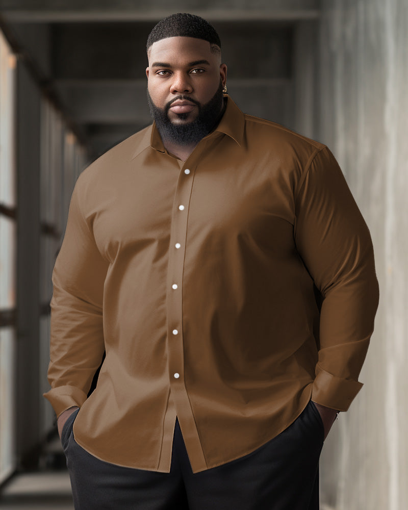 Big & Tall Solid Color Long Sleeve Shirt for big men view 7