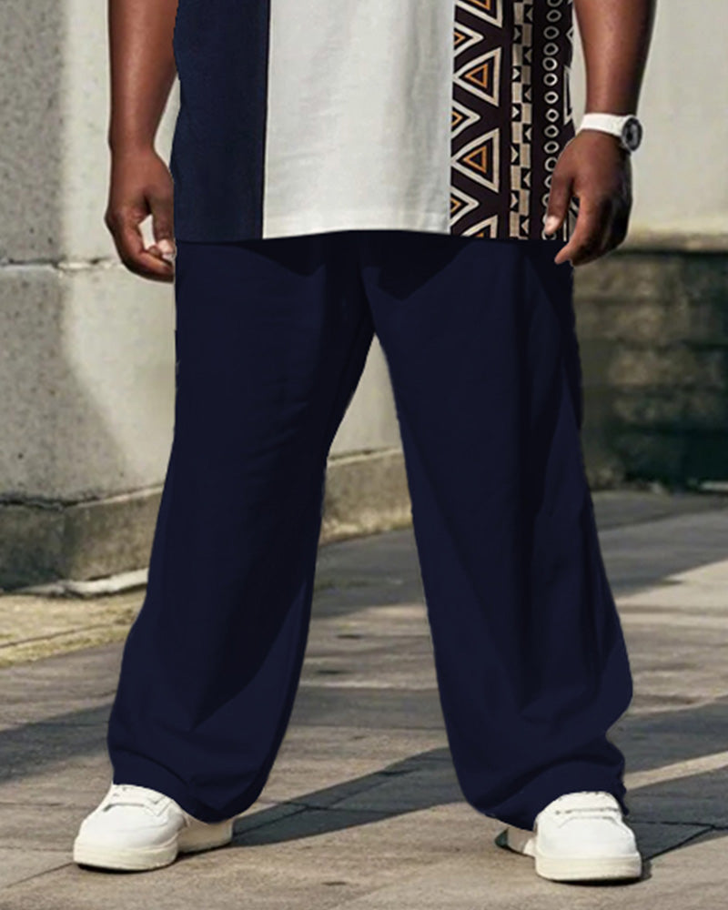 Big & Tall Blue Colorblock T-Shirt Pants Set for big men view 3