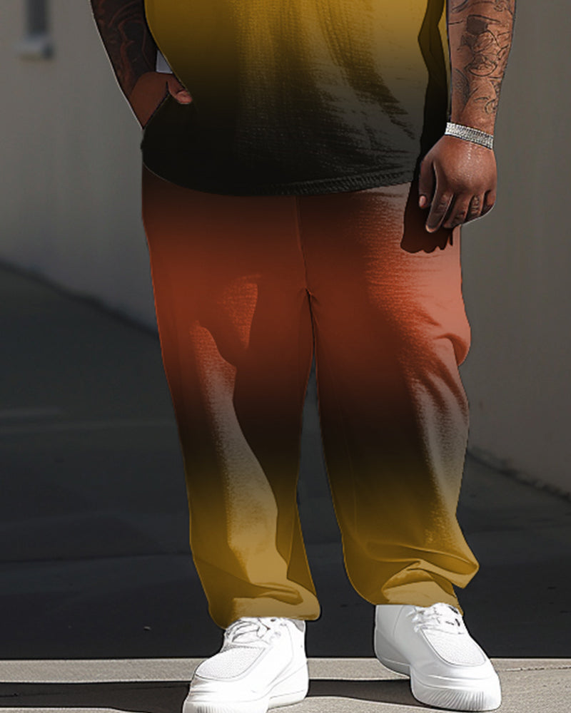 Big & Tall Gradient Graphic T-Shirt Pants Set for big men view 3