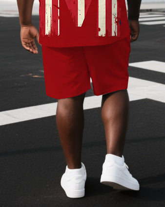 Big & Tall Graphic T-Shirt Shorts Set for big men view 3