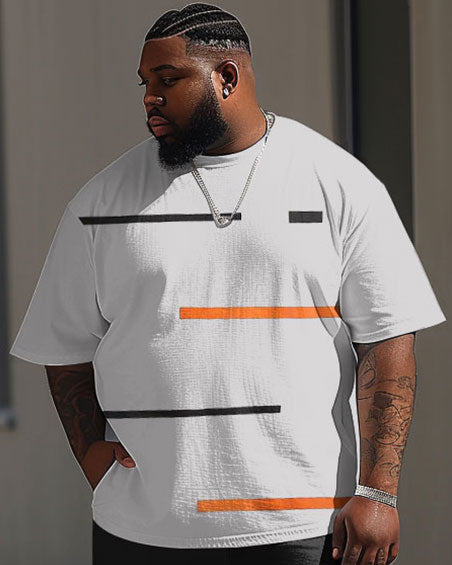 Big & Tall Striped Graphic T-Shirt Pants Set for big men view 2