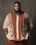 Big & Tall Brown Colorblock Two-piece Set for big men view 2