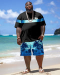 Big & Tall Hawaiian Gradient T-Shirt Shorts Set for big men view 2