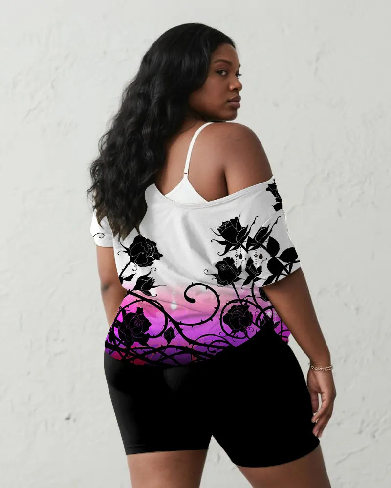 Big & Tall Gradient Graphic Vintage Two-piece Set for big men view 5