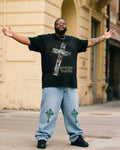 Big & Tall Denim T-Shirt Pants Set for big men view 1
