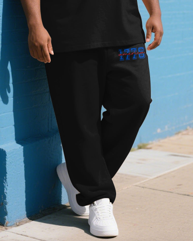 Big & Tall Colorblock Graphic T-Shirt Pants Set for big men view 3