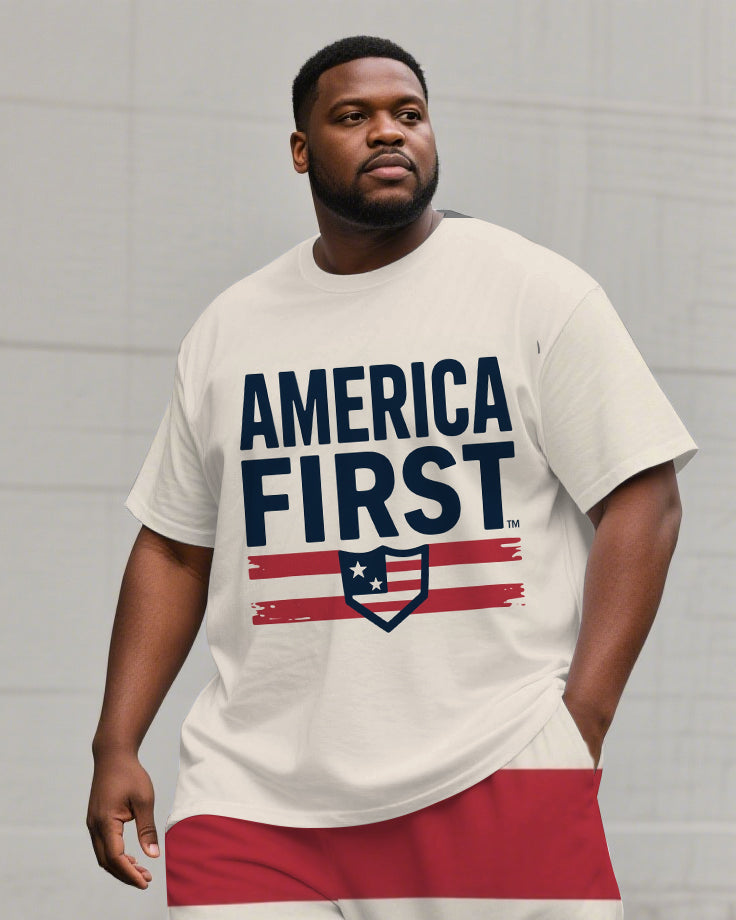 Big & Tall Colorblock Striped T-Shirt Pants Set for big men view 2