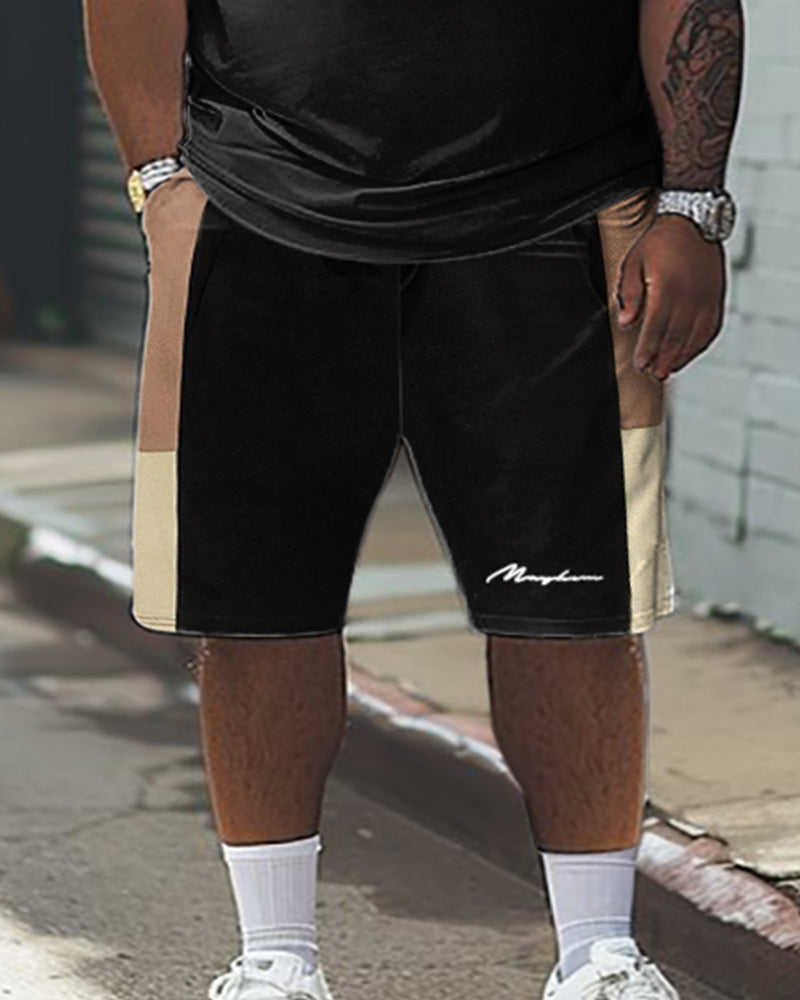Big & Tall Colorblock T-Shirt Shorts Set for big men view 3