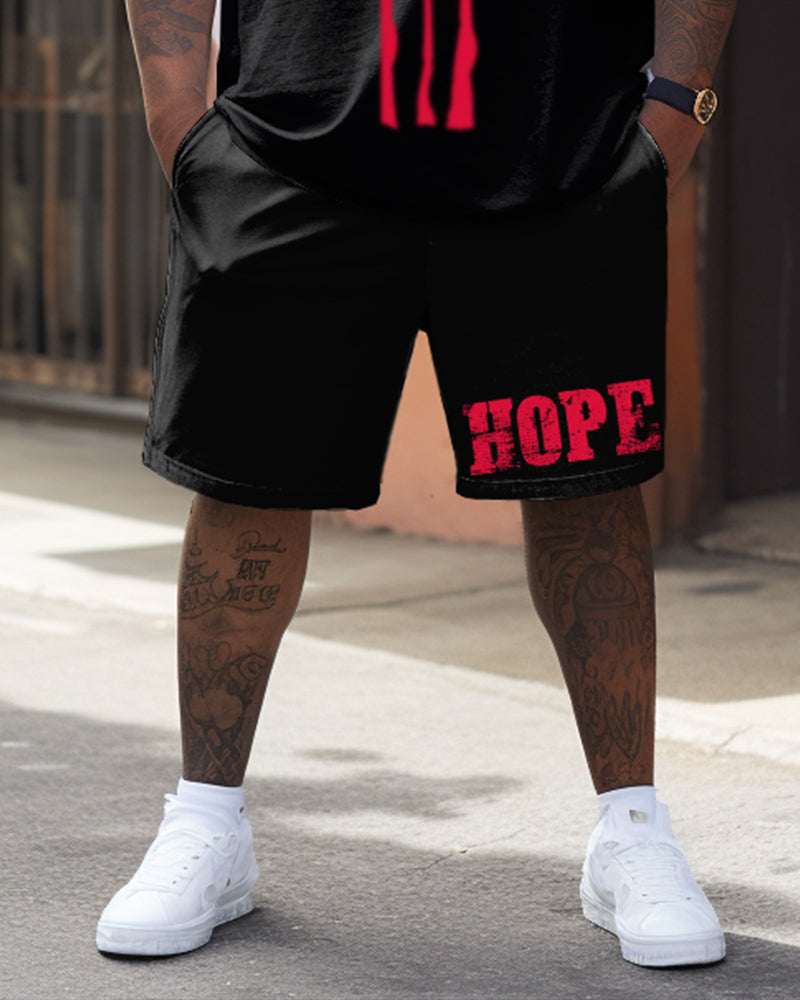 Big & Tall Geometric Graphic T-Shirt Shorts Set for big men view 3