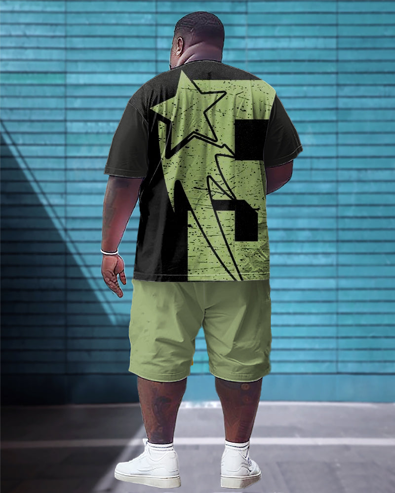 Big & Tall Graphic Streetwear T-Shirt Shorts Set for big men view 2
