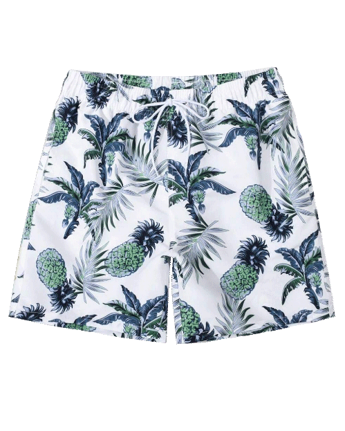 Big & Tall Hawaiian Graphic Floral Swim Trunks for big men view 1