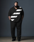 Big & Tall Colorblock Striped Polo Pants Set for big men view 1