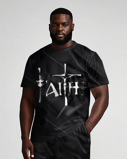 Big & Tall Gradient T-Shirt Shorts Set for big men view 2