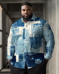 Big & Tall Denim Graphic Vintage Shirt Pants Set for big men