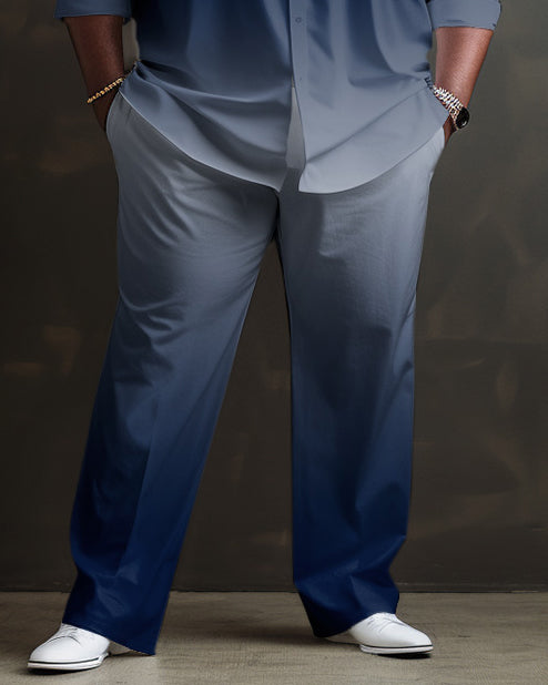 Big & Tall Gradient Geometric Striped Shirt Pants Set for big men view 3