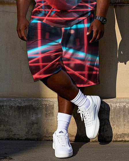 Big & Tall White Graffiti T-Shirt Shorts Set for big men view 3
