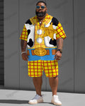 Big & Tall Western Graphic T-Shirt Shorts Set for big men view 1