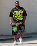 Big & Tall Graphic Graffiti Polo Shorts Set for big men view 1
