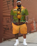 Big & Tall Black Graffiti T-Shirt Shorts Set for big men view 1