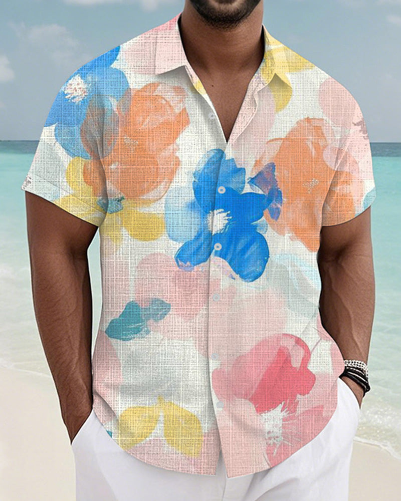 Big & Tall Hawaiian Geometric Short Sleeve Shirt for big men view 1