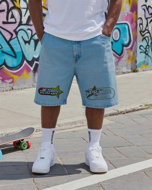 Big & Tall Denim Graffiti Streetwear Jeans for big men