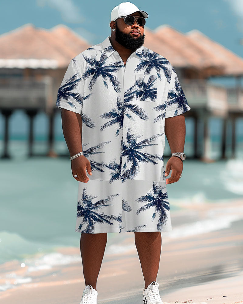 Big & Tall Hawaiian Graphic T-Shirt Shorts Set for big men view 2