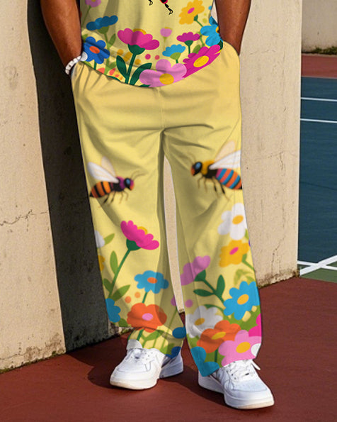 Big & Tall Floral T-Shirt Pants Set for big men view 3