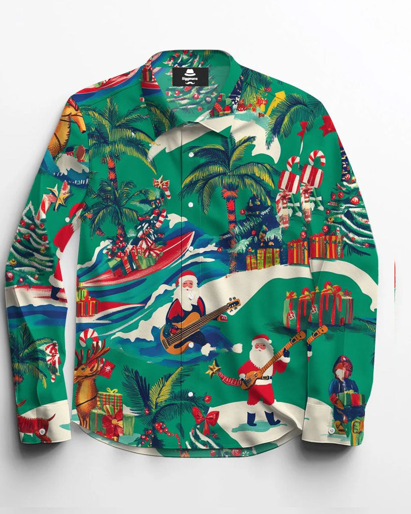 Big & Tall Hawaiian Tropical Long Sleeve Shirt for big men view 2