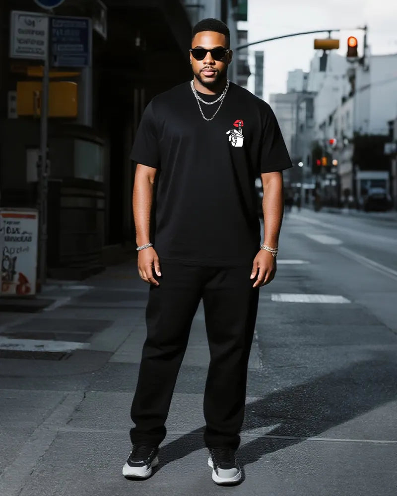 Big & Tall Graphic T-Shirt Pants Set for big men view 2